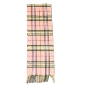 V.FRAAS Pink Plaid Pattern CASHMINK Fringe Scarf NWOT